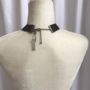White House Black Market Jewelry - Hematite Blue Beaded Velvet Statement Necklace White House Black Market Jewelry - Hematite Blue Beaded Velvet Statement Necklace